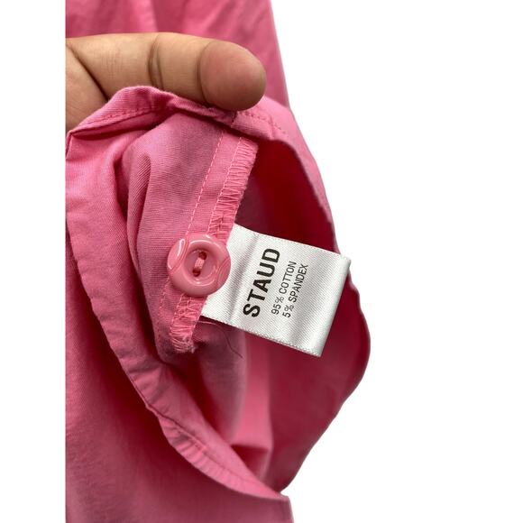 STAUD 6 Alice bubblegum pink tie front midi dress - Picture 7 of 7